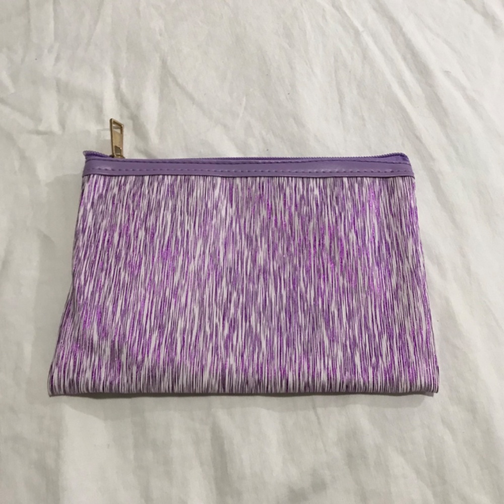 New Cosmetic Beauty Bag Miscellaneous Makeup Travel Sparkly Purple Inside Pink